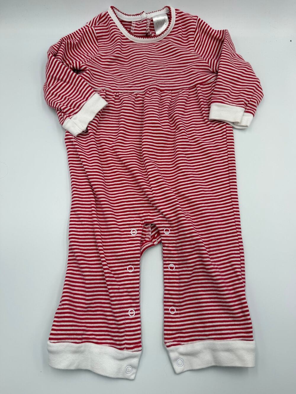 Paty cotton striped romper 12-18m red